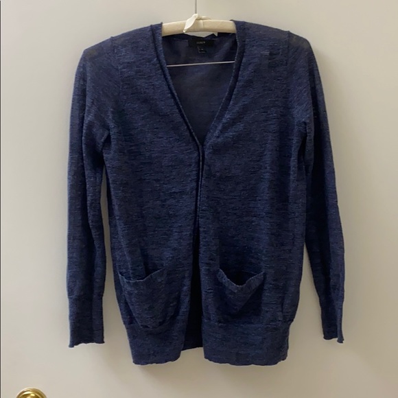 Navy Blue Jcrew Linen Cardigan 